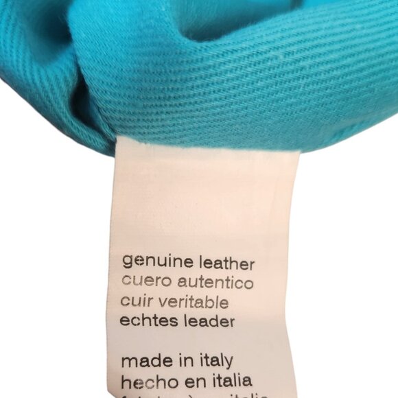 GABS Italian Red Leather Expandable Flat Shoulder Bag Turquoise Buttons - Picture 12 of 14